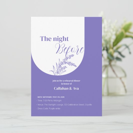 Lavendel Night Before Einladung (Stehend Vorderseite)
