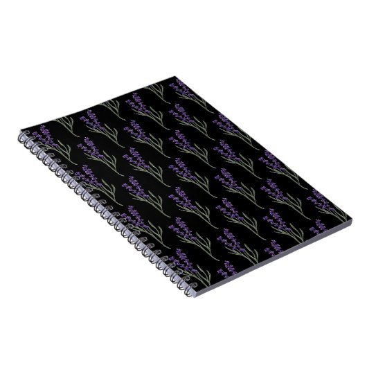 Lavendel Notebook Black Pattern Notizblock (Rechte Seite)