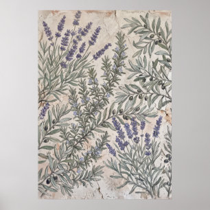 Lavendel-Oliv-Botanik-Musterposter Poster