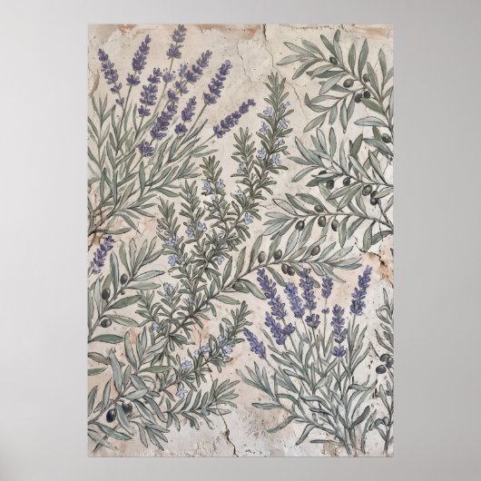 Lavendel-Oliv-Botanik-Musterposter Poster (Vorne)