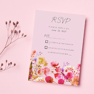 Lavendel Orange Pink Gelb Sommer Floral RSVP Einladung