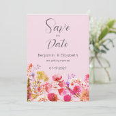 Lavendel Orange Pink Gelbe Blume Save the Date Einladung (Stehend Vorderseite)
