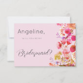 Lavendel Orange Pink Yellow Floral Bridesmaid Einladung (Vorderseite)
