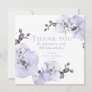 Lavendel-Orchidee-Baby-Shower-Dankeskarten Dankeskarte