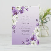 Lavendel-Orchideen-Hochzeit Einladung (Stehend Vorderseite)