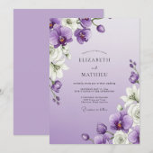 Lavendel-Orchideen-Hochzeit Einladung (Vorne/Hinten)