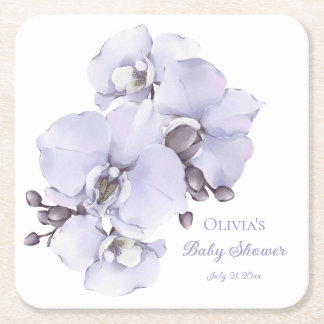 Lavendel-Orchis-Baby-Shower-Untersetzer - Floral B Rechteckiger Pappuntersetzer
