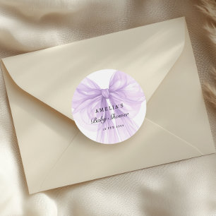 Lavendel-Organza-Schleife Chic Baby Runder Aufkleber
