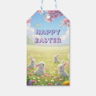 Lavendel Ostern Süßer Weißer Hase Floral Frühling Geschenkanhänger