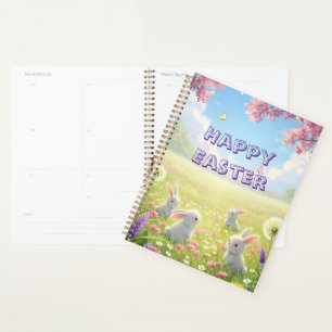 Lavendel Ostern Süßer Weißer Hase Floral Frühling Planer