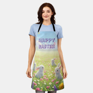 Lavendel Ostern Süßer Weißer Hase Floral Frühling  Schürze