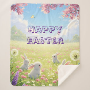 Lavendel Ostern Süßer Weißer Hase Floral Frühling  Sherpadecke