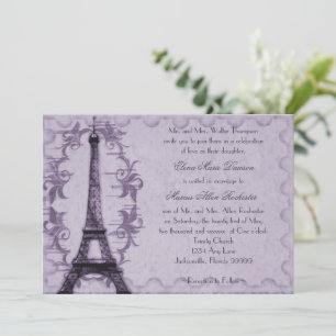 Lavendel Paris Grunge Hochzeits-Einladung Einladung