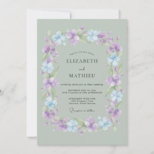 Lavendel-Pastell-Blumenkranz-Hochzeit Einladung