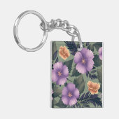 Lavendel & Peach Blume über den Hintergrund von Ol Schlüsselanhänger (Vorderseite links)