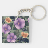 Lavendel & Peach Blume über den Hintergrund von Ol Schlüsselanhänger (Rückseite)