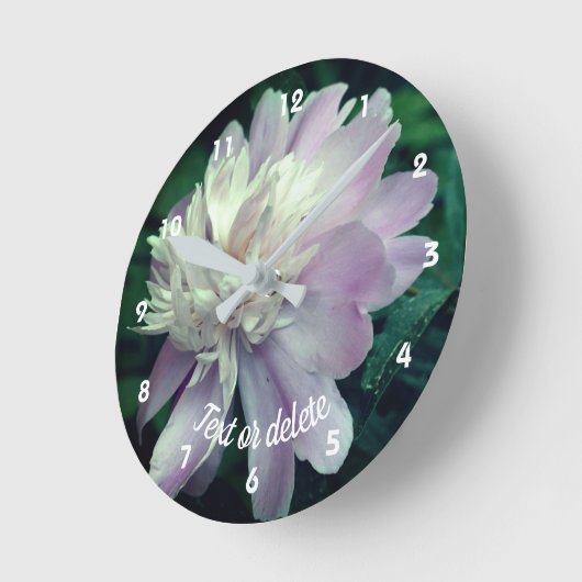 Lavendel Peony Blume in Bloom Personalisiert Runde Wanduhr (Winkel)