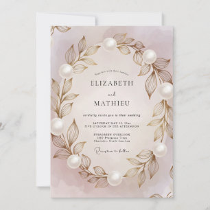 Lavendel-Perl-Blatt-Hochzeit Einladung