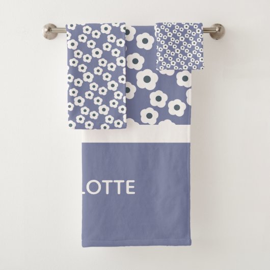 Lavendel Personalisiert Modernes Retro-Muster Badhandtuch Set (Insitu)