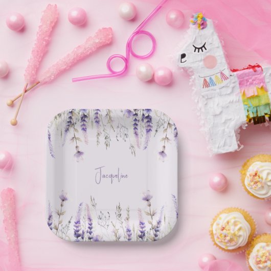 Lavendel Personalisierte Dusche Pappteller (Party)