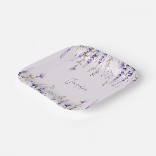 Lavendel Personalisierte Dusche Pappteller (Gewinkelt)