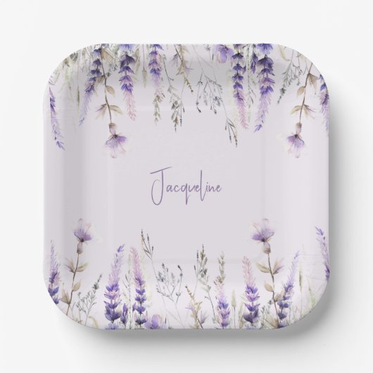 Lavendel Personalisierte Dusche Pappteller (Vorderseite)