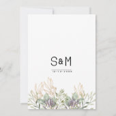 Lavendel Pfefferminzgold Glitzer Blumenzehen Einladung (Rückseite)