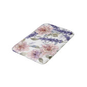 Lavendel-Pfingstrose-Wasserfarben-Blumengarten Badematte (Schrägansicht)