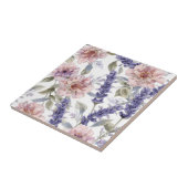 Lavendel-Pfingstrose-Wasserfarben-Blumengarten Fliese (Seite)