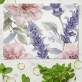 Lavendel-Pfingstrose-Wasserfarben-Blumengarten Geschirrtuch (Gefaltet)