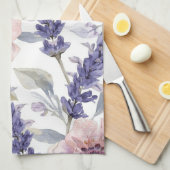 Lavendel-Pfingstrose-Wasserfarben-Blumengarten Geschirrtuch (Viertel Falte)