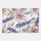 Lavendel-Pfingstrose-Wasserfarben-Blumengarten Geschirrtuch (Horizontal)