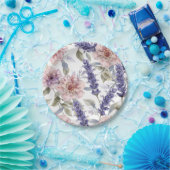 Lavendel-Pfingstrose-Wasserfarben-Blumengarten Pappteller (Party)