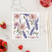 Lavendel-Pfingstrose-Wasserfarben-Blumengarten Serviette (Beispiel)