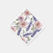 Lavendel-Pfingstrose-Wasserfarben-Blumengarten Serviette (Ecke)