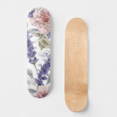 Lavendel-Pfingstrose-Wasserfarben-Blumengarten Skateboard (Vorderseite)