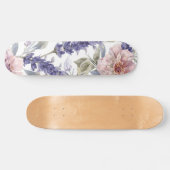 Lavendel-Pfingstrose-Wasserfarben-Blumengarten Skateboard (Horizontal)