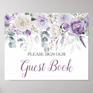 Lavendel-Pfingstrosen Weiße Rosen Unterschreiben S Poster