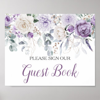 Lavendel-Pfingstrosen Weiße Rosen Unterschreiben S Poster