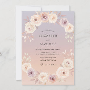 Lavendel-Pfirsich-stille romantische Hochzeit Einladung