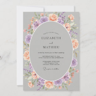 Lavendel-Pfirsichblüten-Hochzeitsschmuck Einladung