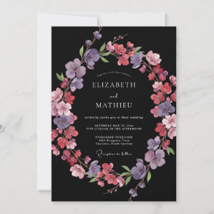 Lavendel-Pflaume-Malerische Botanische Hochzeit Einladung