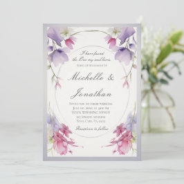Lavendel Pink Blume Bibel Christliche Hochzeit Einladung