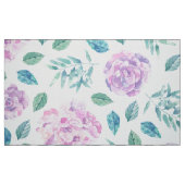 Lavendel Pink Blume & Grüne Blattmuster Stoff (Fat Quarter (45,7 x 55,9 cm))
