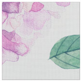 Lavendel Pink Blume & Grüne Blattmuster Stoff (Nahaufnahme)