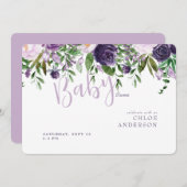 Lavendel & Pink Floral Baby Dusche einladen Einladung (Vorne/Hinten)