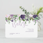 Lavendel & Pink Floral Baby Dusche einladen Einladung (Stehend Vorderseite)