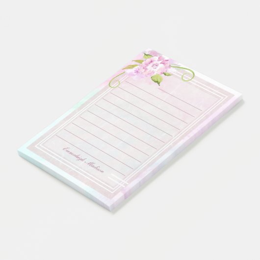 Lavendel Pink Floral Weibchen Niedlich Custom Post-it Klebezettel (angewinkelt)