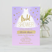 Lavendel Pink & Gold Brautparty Hochzeitskleid Einladung (Stehend Vorderseite)