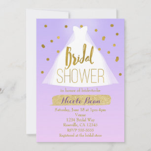 Lavendel Pink & Gold Brautparty Hochzeitskleid Einladung